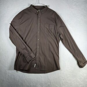 Linksoul John Ashworth & Co. Brown Button‎ Down Long Sleeve Shirt Mens XL